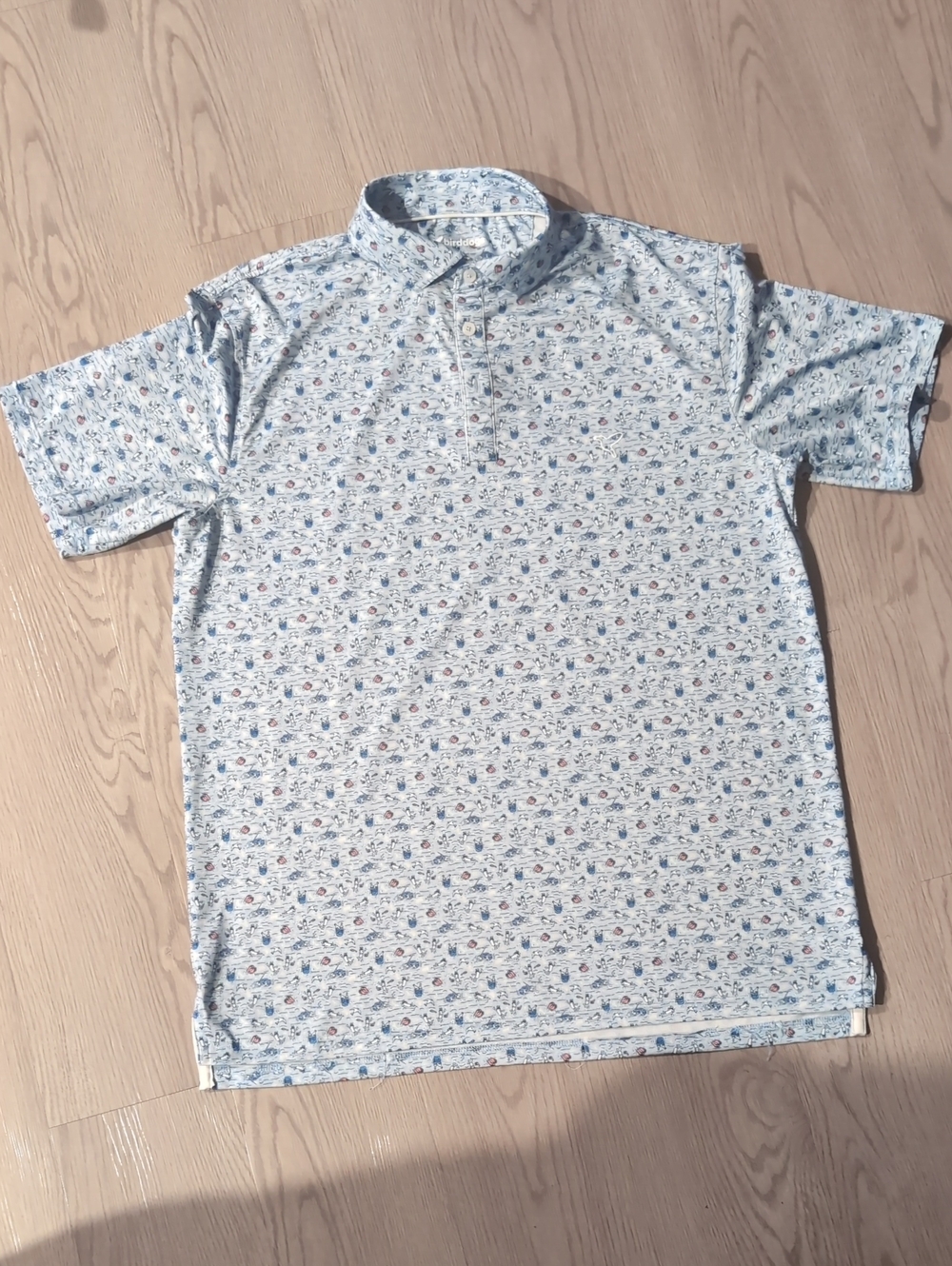 Birddogs Light Blue Short-Sleeve Polo with Tiny Nautical Print